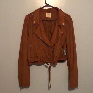 Faux Suede Cropped Moto Jacket